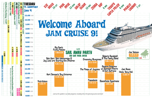 Jam Cruise Day One Schedule!!